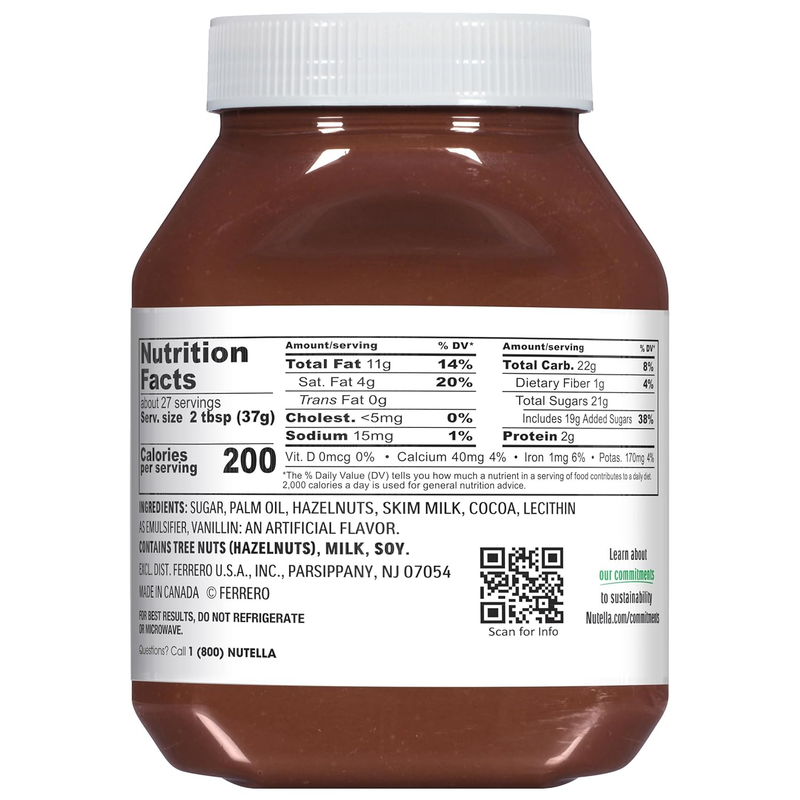 Hazelnut Spread with Cocoa for Breakfast, 35.3 Oz Jar, Holiday Baking and Desser
