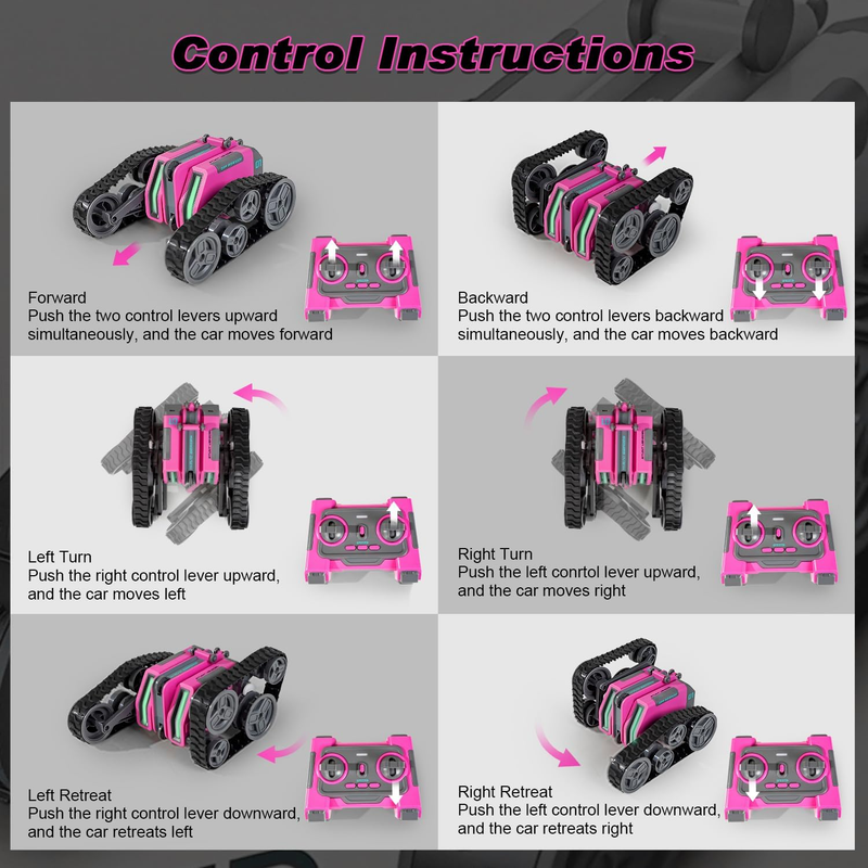 Stunt RC Car, 360&deg; Rotating Remote Control Car, RC Cars RC Tank with LED Lights