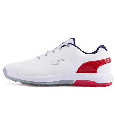 PUMA ALPHACAT NITRO SPIKELESS GOLF SHOES 378692-02 WHITE RED NAVY SZ 8.5 EUR 41