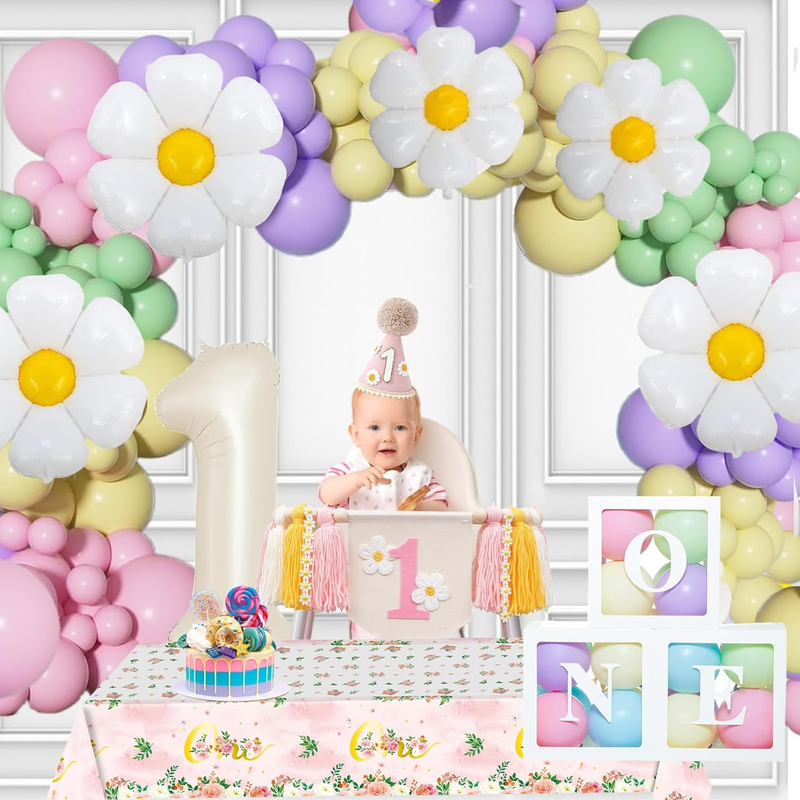 Daisy Pastel Balloon Garland Arch Kit Birthday Decorations White Groovy Wildflow