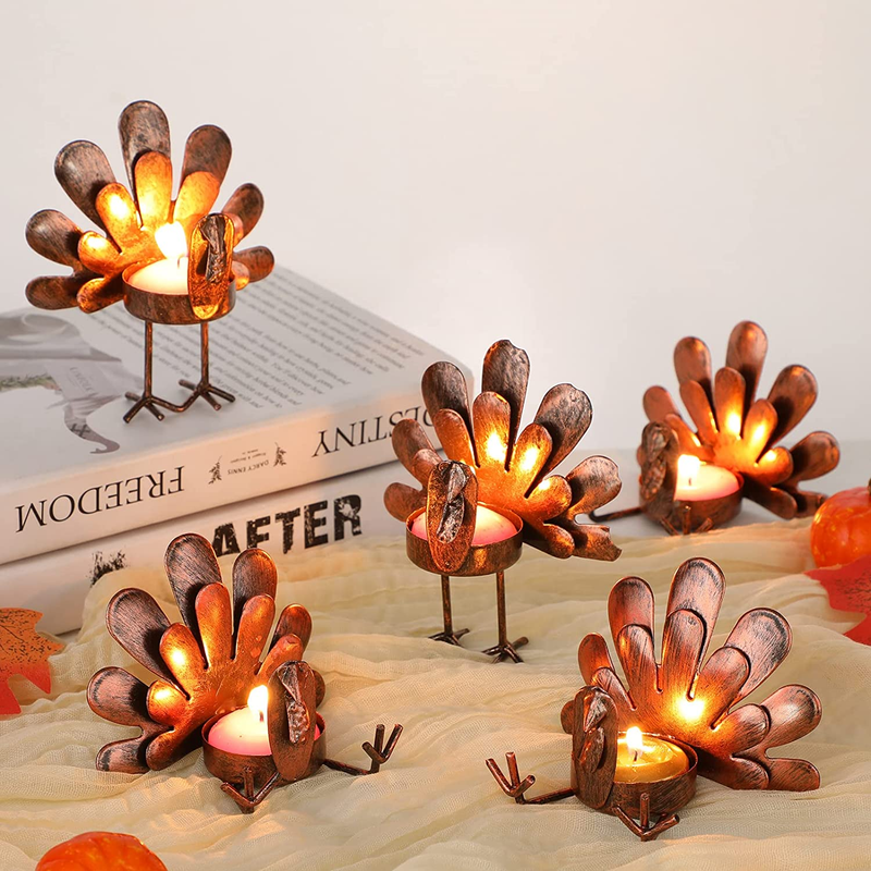 S Turkey Tea Light Candle Holders Thanksgivi