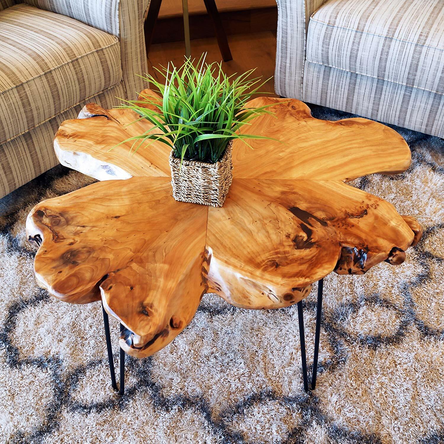 Natural Cedar Wood Slice Slab Coffee Table Live Edge Natural Cedar Wood Slice Slab Coffee Table Live Edge