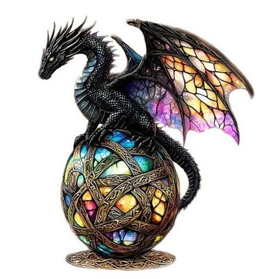 YORISMAL Un'affascinante statua di drago in vetro colorato con un design