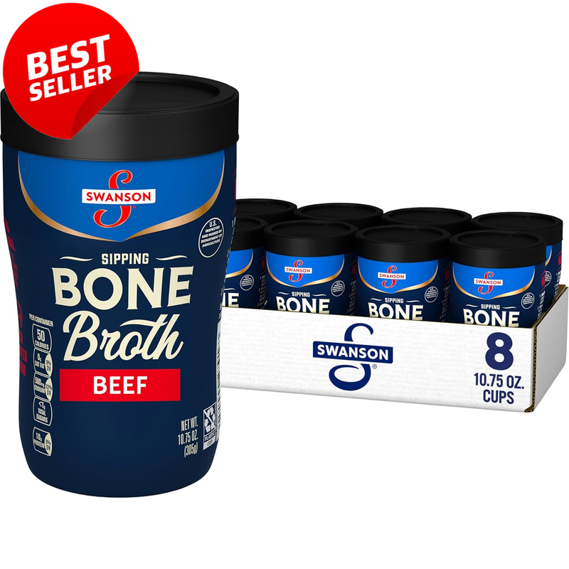 Sipping Beef Bone Broth Cups 10.75oz Microwavable 8 Pack Ready Drink - US