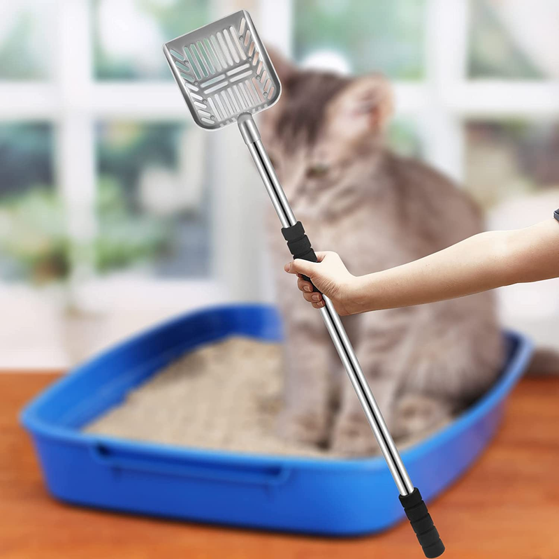 32 Inch Cat Litter Scooper Metal Long Handle with Cat Litter Scoop Holder Deep C
