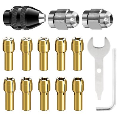 Drill Chuck Collet Set for Dremel 15PCS Chuck Collet Kit 0832mm Shank Re