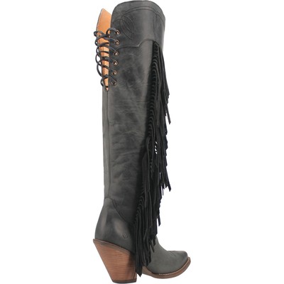 Pre-owned Dingo Womens Sky High Black Leather Fashion Boots
