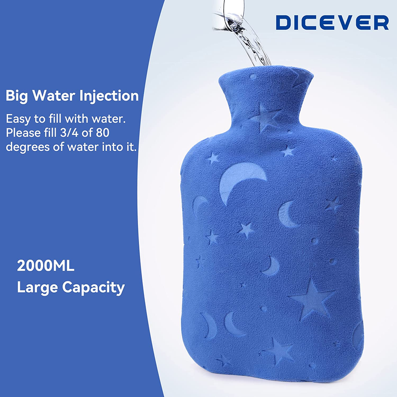 Hot Water Bottle with Soft Cover 2L Hot Water Bag with Cover Blue