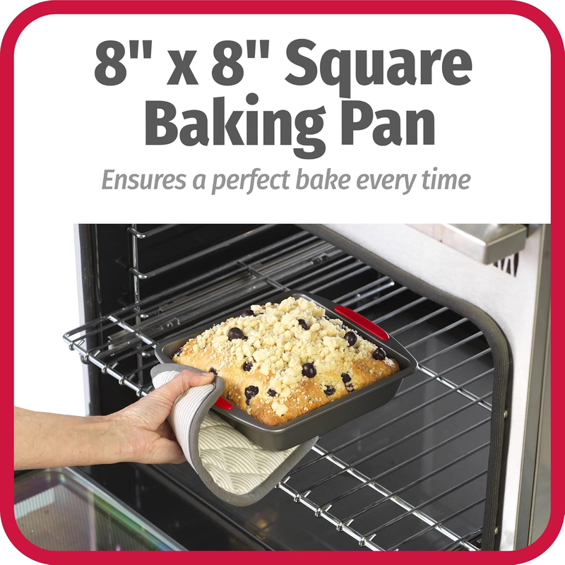 MegaGrip Baking Pan with Silicone Grip Handles Square Non-Stick Heavy-Gauge Stee