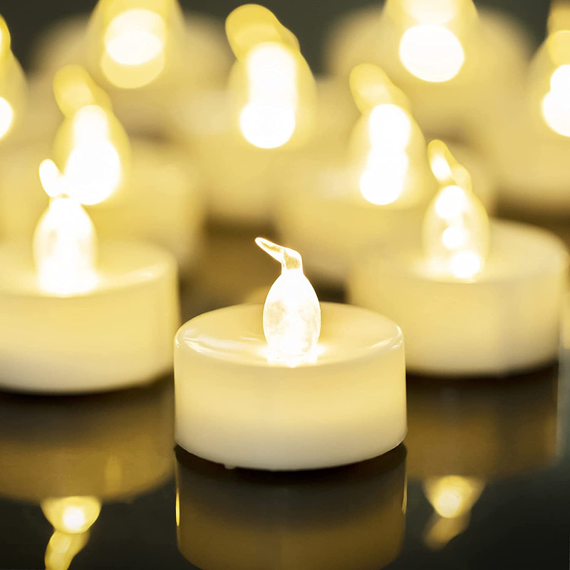 24 Pack LED Tea Lights Candles &ndash; Flickering Red Flameless Tealight Candle