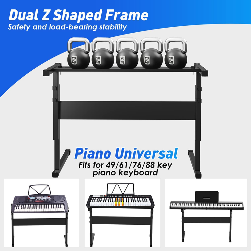 Keyboard Stand, Z Style Height Adjustable Piano Stand for 61 or 54 Keys