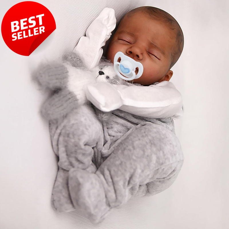 Reborn Baby Doll African American Boy 18in Painted Hair Soft Body Set - US