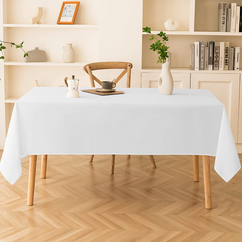 60x84 Inch White Rectangle Tablecloth - Stain-Wrinkle Resistant