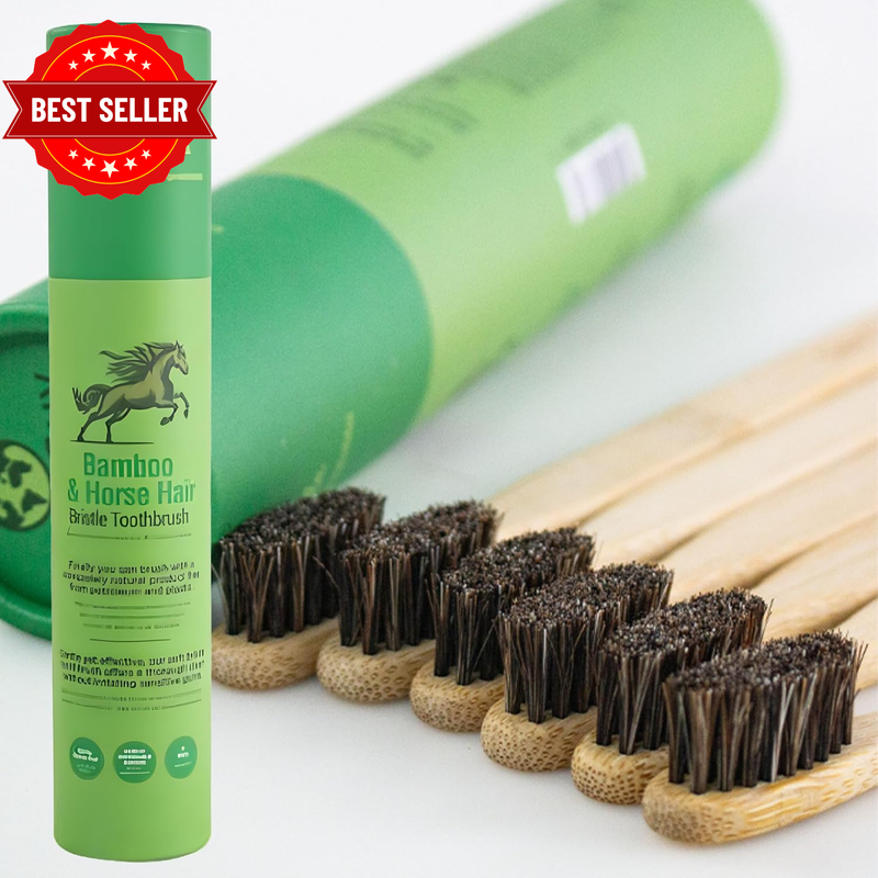 Gaia Guy Bamboo Toothbrush Soft Horsehair Bristles No Nylon 6 Pack
