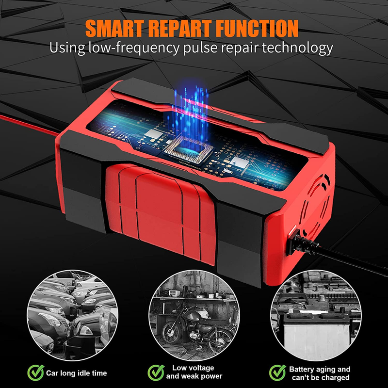 Battery Charger 10-Amp 12V and 24V Fully-Automatic Smart Car Battery Charger, Ba