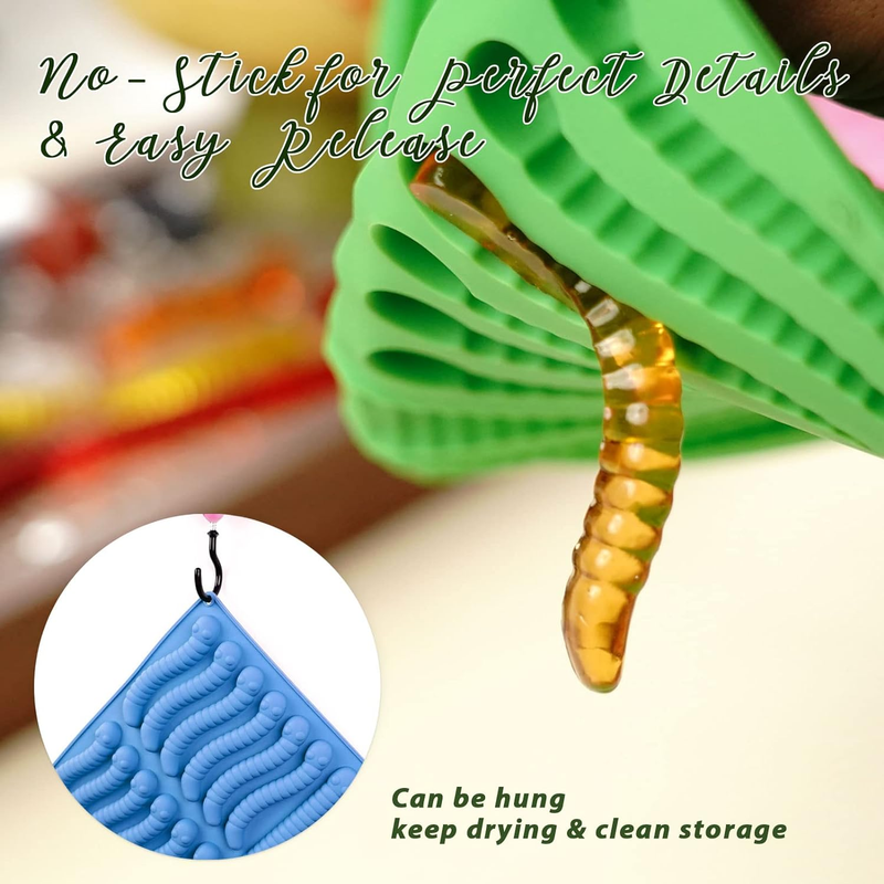 Large Gummy Bear and Worm Mold Silicone, 4 PCS No Stick Chocolate Candy Gummy Mo