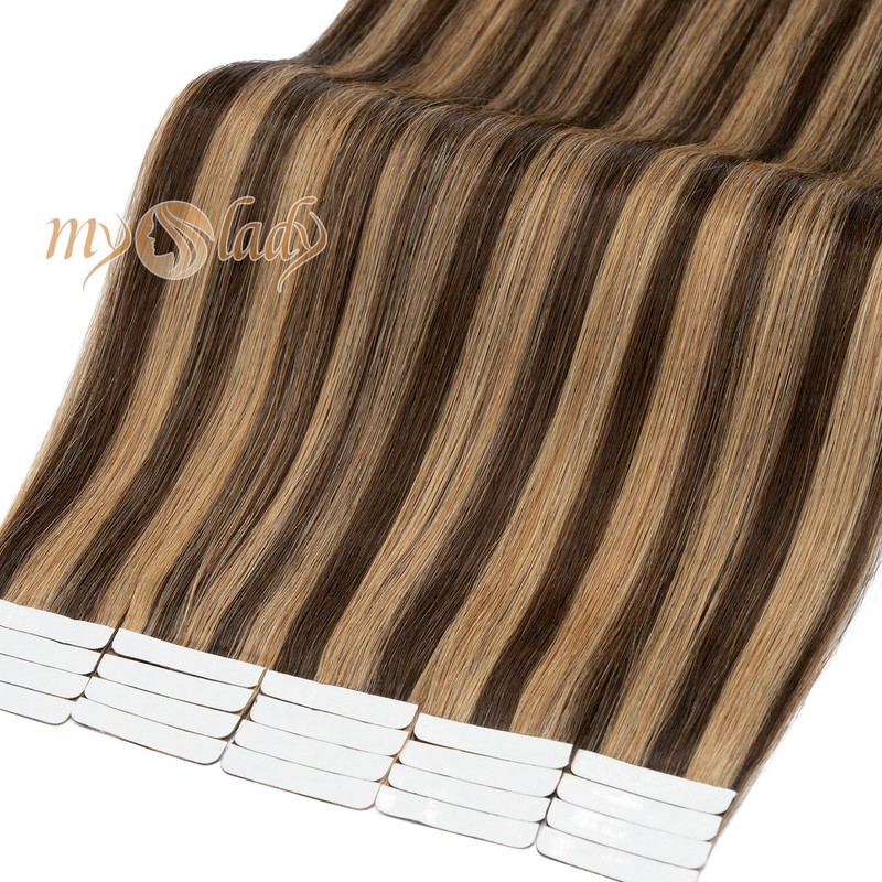 Balayage Tape In 100% Real Remy Human Hair Extensions Skin Weft Thick Full Head
