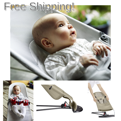 BABYBJORN Bouncer Balance Soft - Khaki/Beige, Cotton Khaki with Beige