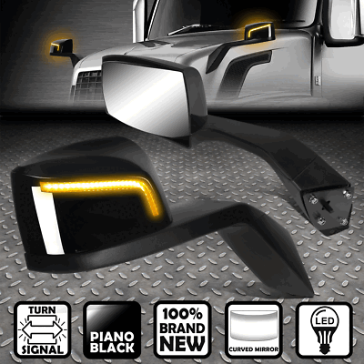 [ПОСЛЕДОВАТЕЛЬНЫЙ СВЕТОДИОДНЫЙ СИГНАЛ]ДЛЯ 04-18 VOLVO VN РУЧНАЯ РЕГУЛИРОВКА БОКОВЫХ ЗЕРКАЛ КАПОТА, ЧЕРНЫЙ