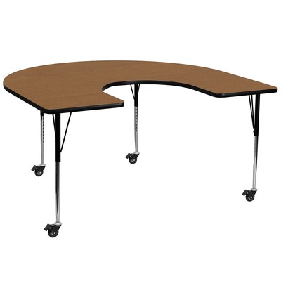 Flash Furniture Wren Horseshoe Mobile Activity Table 60'' x 66'' Height Adjustable