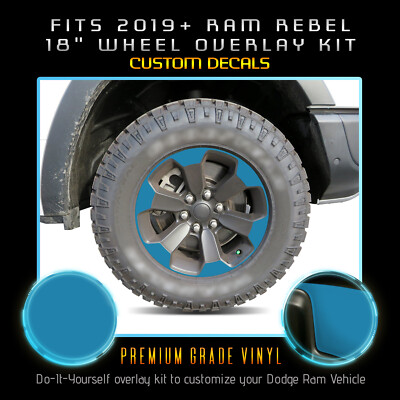 For 2019-2020 Ram Rebel 18'' Wheels Rim x4 FULL Trim Overlay Decals - Flat Matte