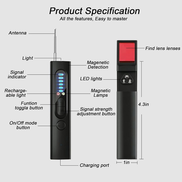 Anti-Spy Hidden Camera Detector Prevent Monitoring Wireless Signal Detector US - Image 5