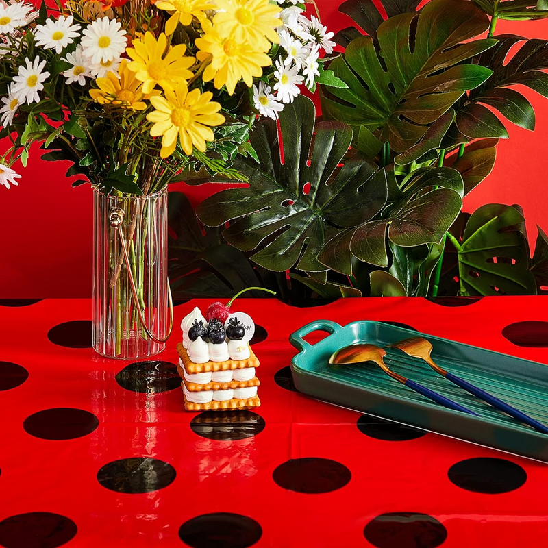 Ladybug Tablecover Ladybug Party Tablecloth Vintage Polka Dots Tablecloth Rec...