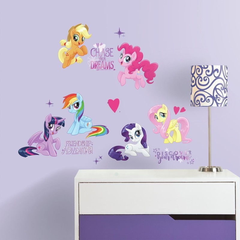 New MY LITTLE PONY MOVIE Wall Decals Frienship STICKERS MLP Glitter Horses Decor