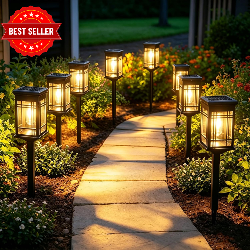 Solar Lights Outdoor Pathway, Bright Solar Garden Lights Auto Dusk to Dawn IP65