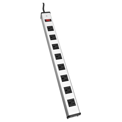 PWS2308-1N 8-Outlet Horizontal Industrial Metal Power Strip 125V, 15A, 12-ft....