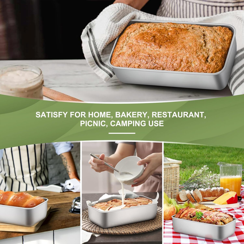 Loaf Pan Set of 2, 9-inch Bread Pans, Stainless Steel Loaf Toast Baking Pans for