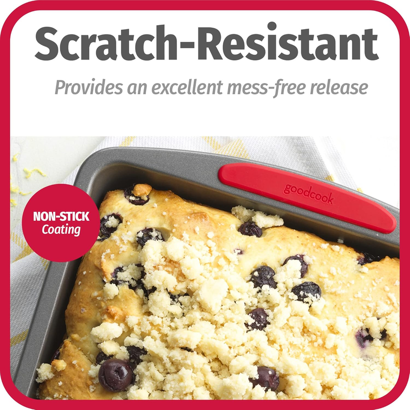 MegaGrip Baking Pan with Silicone Grip Handles Square Non-Stick Heavy-Gauge Stee