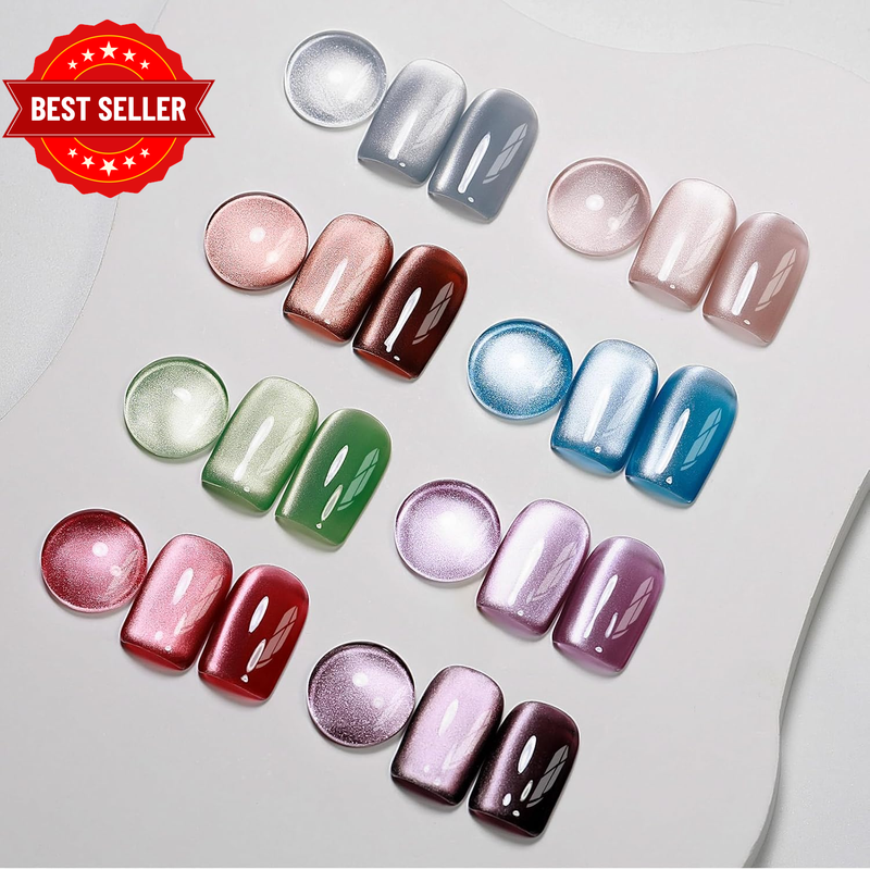 Cat Eye Gel Nail Polish, 8 Colors Ceramic Magnetic Gel Polish Set