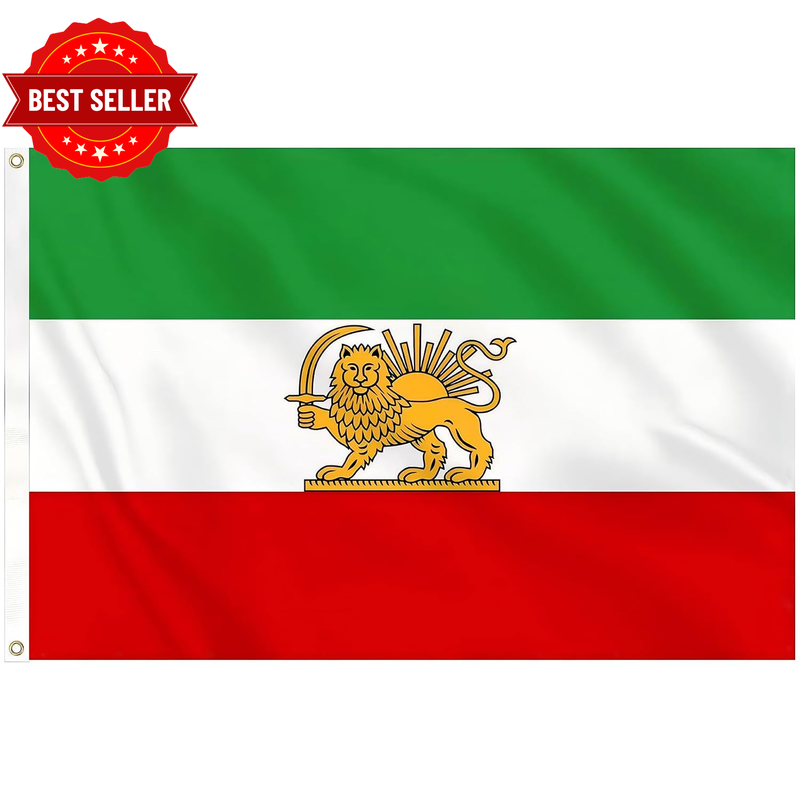 Persian Iran Flag (Pahlavi) with Iran Lion and Sun Flag Double-Sided 3X5 Ft (90
