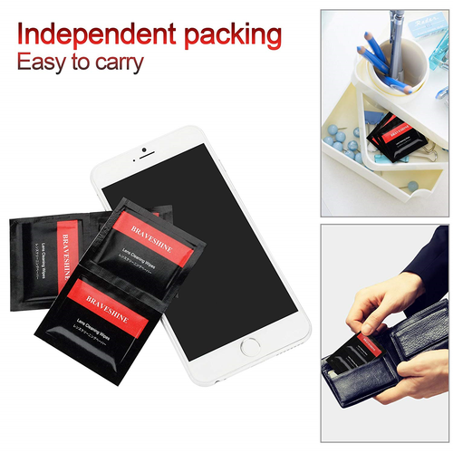 BRAVESHINE Screen Wipes - Pre-Moistened Lens Wipes - Lens Cleaner for Eyeglasses