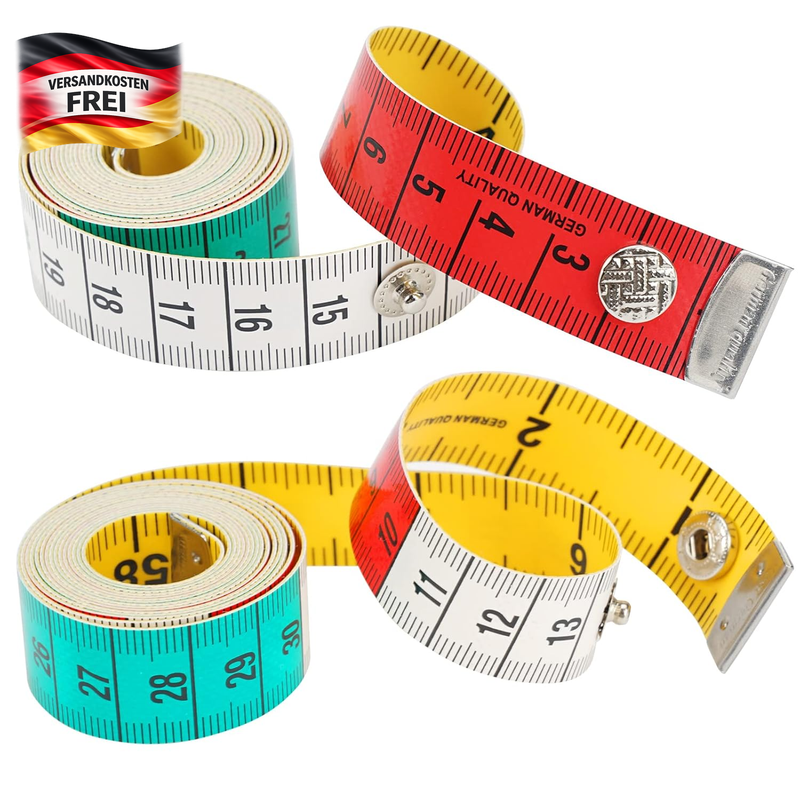 Flexibles Körpermaßband 150cm/60 Zoll, Weich, langlebig, mit Knopf für Nähen und Haushaltsanwendungen