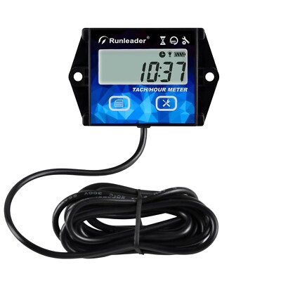 Digital Hour Meter Tachometer Gauge RPM Alert Backlight  2/4 Stroke Gas Engine