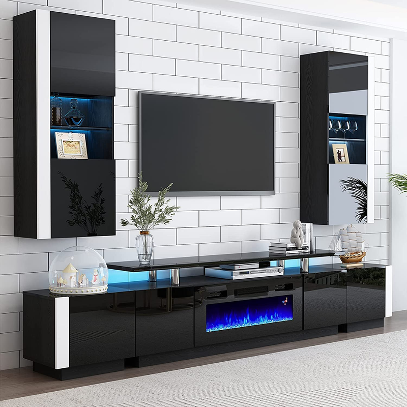 Wall Unit Entertainment Center with Fireplace and Bookshelve