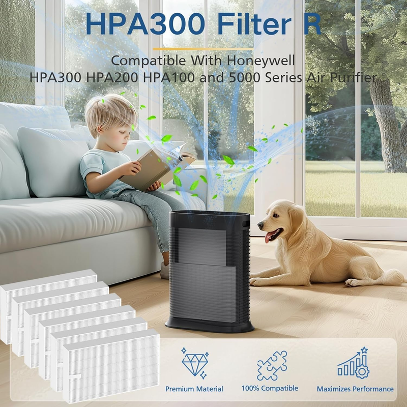 6 Pack HPA300 HEPA Replacement Filter R Compatible with Honeywell HPA300 Air Pur