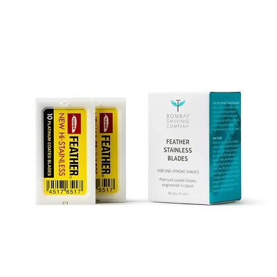 Bombay Shaving Company Feather Razor Blades, Platinum Coated (Pack of 20)