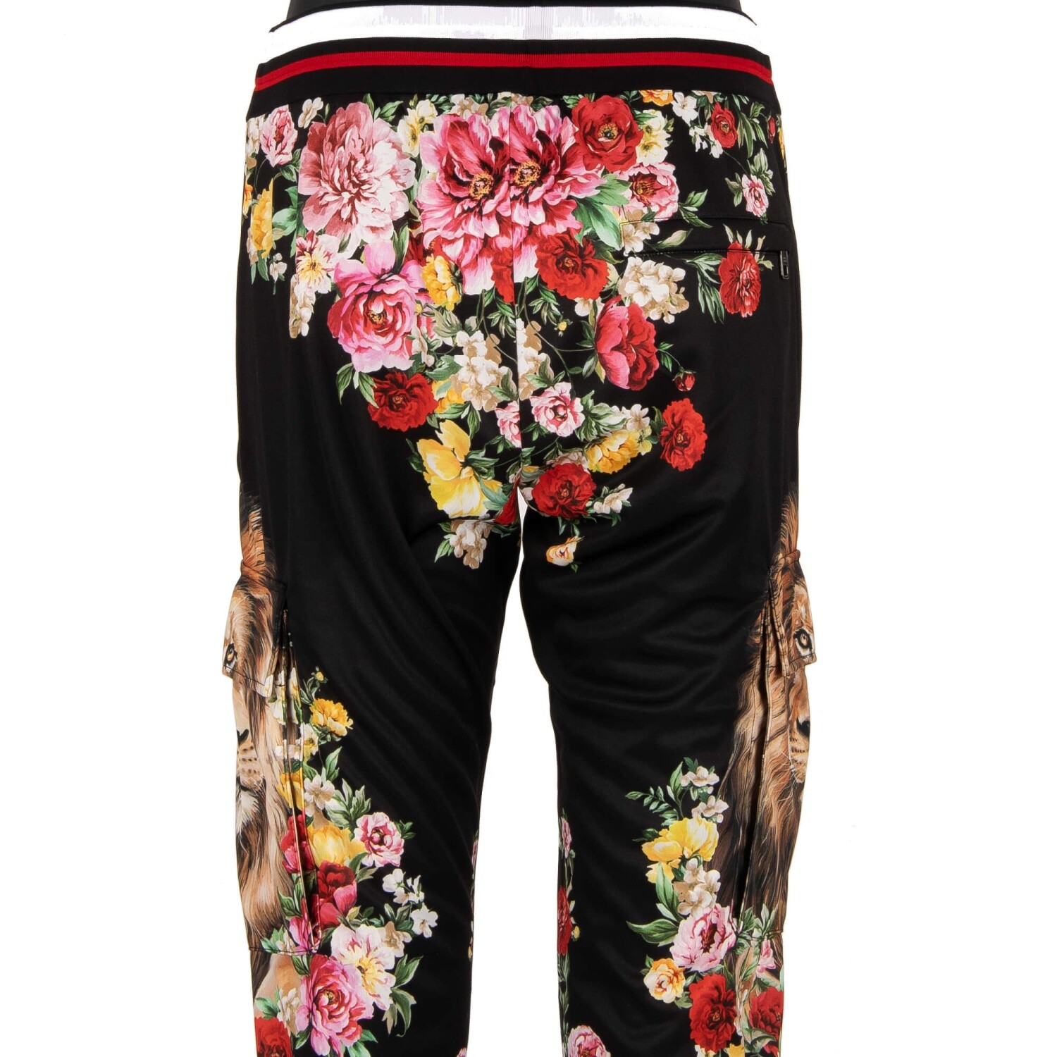 Pre-owned Dolce & Gabbana X Dj Khaled Lion Flowers Printed Jogger Trousers Black Red 11364