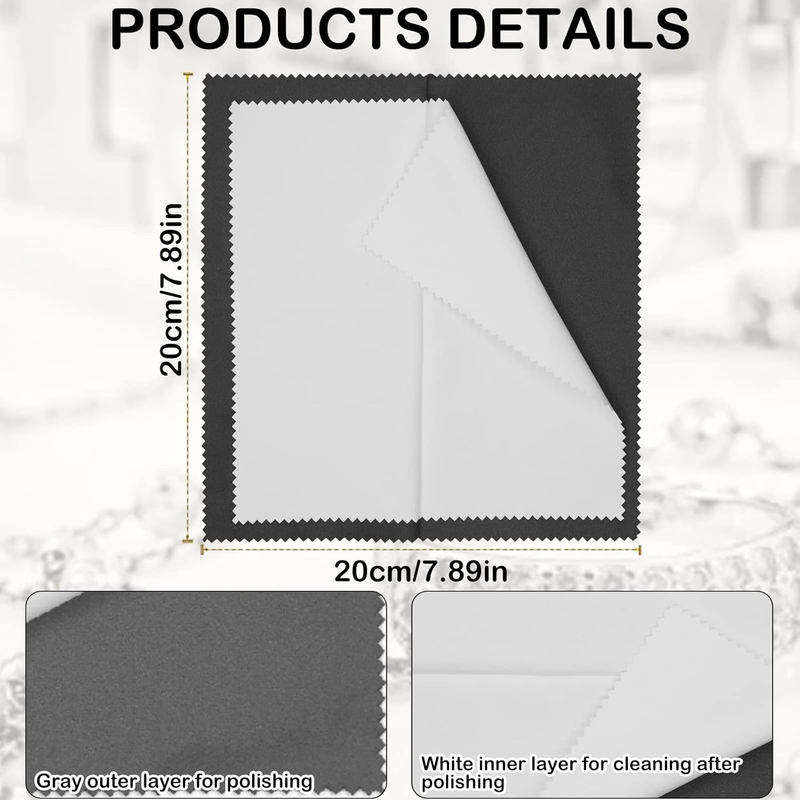 4Pcs Silver Polishing Cloth, Silver Jewelry Cleaner Cloth, Double-Sided Jewelry
