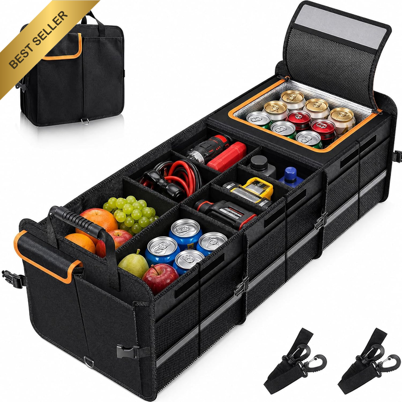 Large Trunk Organizer with Built-In Leakproof Cooler Bag,Car Organizers and Stor