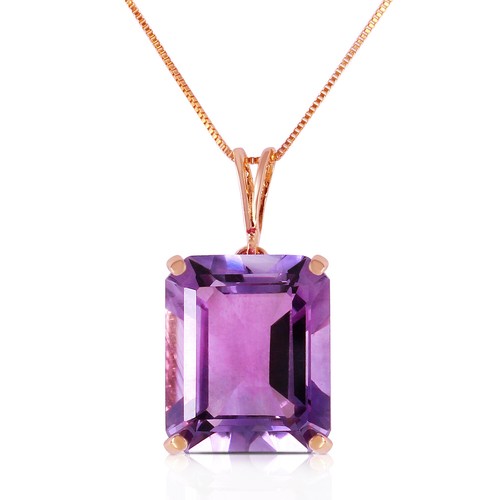 Pre-owned Galaxy Gold Products 6.5 Carat 14k Solid Rose Gold Necklace Octagon Purple Amethyst