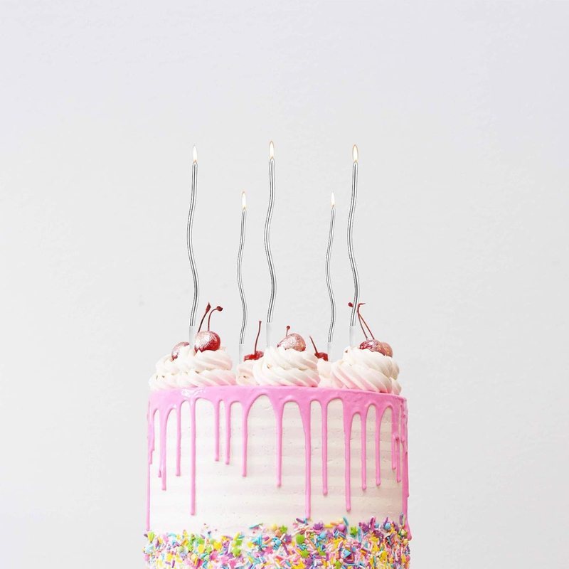 24pcs Birthday Candles Spiral Birthday Cake Candles Long Thin Cupcake Candles fo