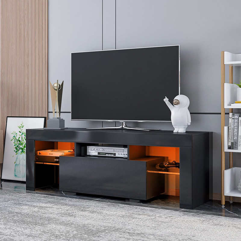 With Led Lights, Modern Gloss Entertainment Center Media And
