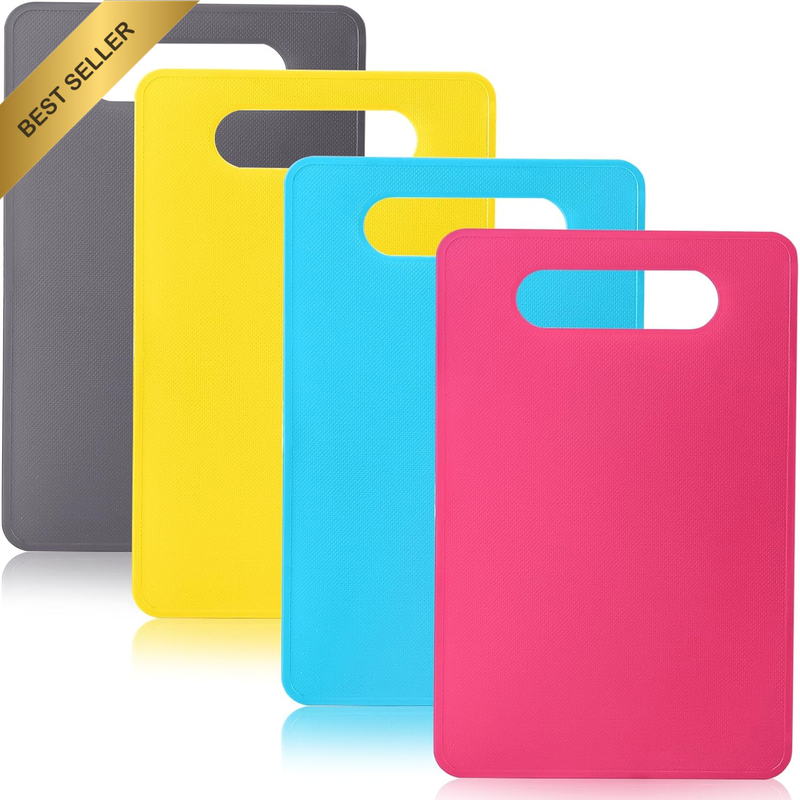 Flexible Kitchen Cutting Board BPA Free 4 Colored Plastic Cutting Board Mat Set,