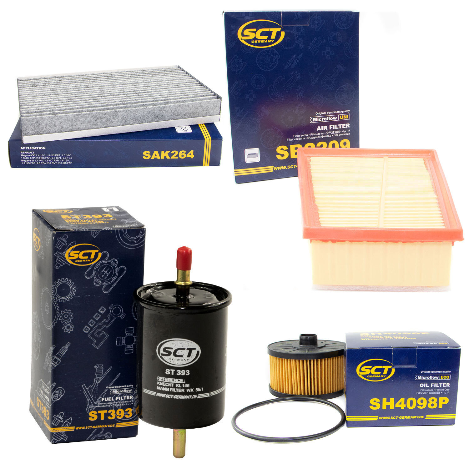 Filter Set SCT Kraftstoff- ÖL- Luft- Innenraum- für Renault Megane III Megane CC