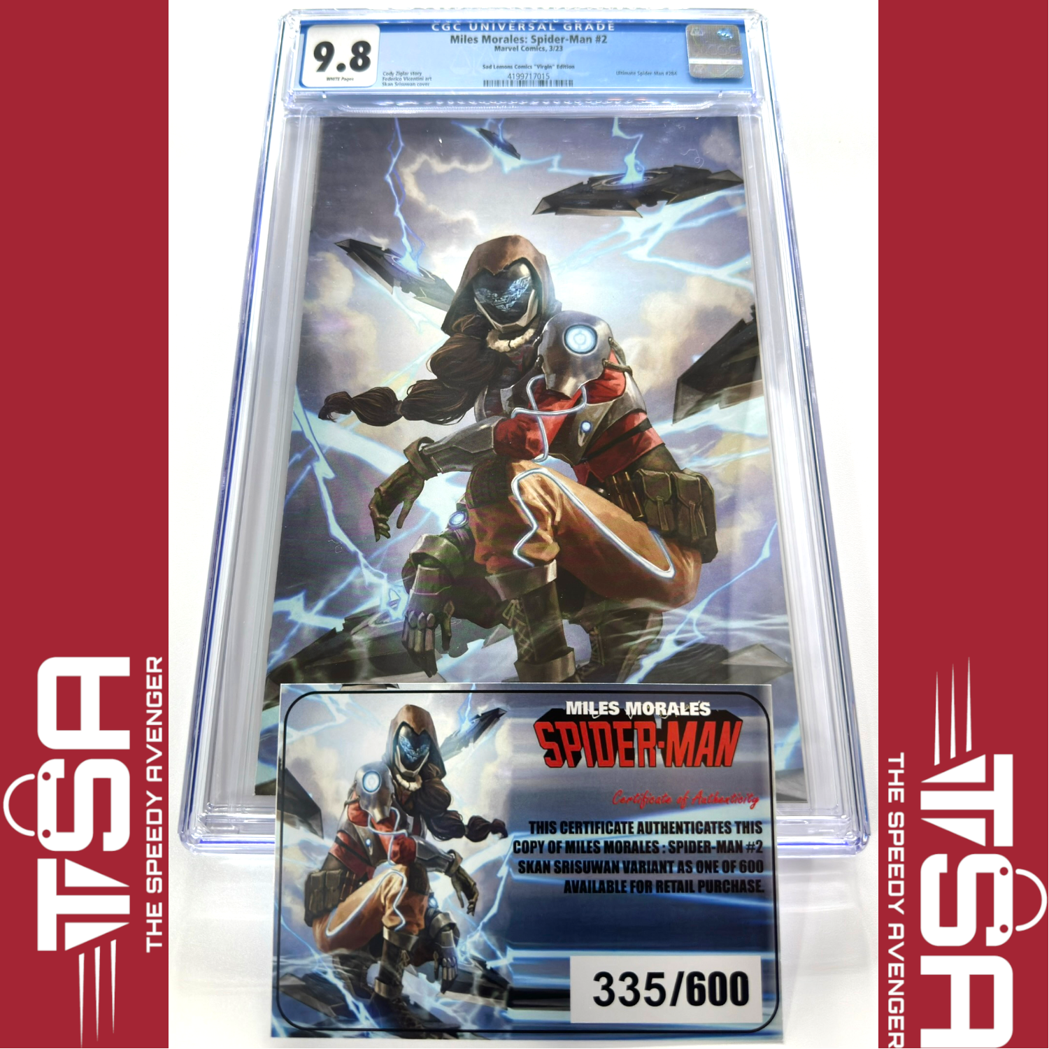 MILES MORALES SPIDER-MAN #2 (Vol 2) 2023 Skan Srisuwan Virgin Variant CGC 9.8