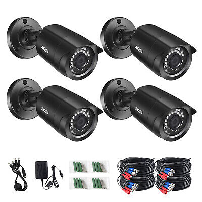ZOSI 4PK 1080p TVI Security Cameras Outdoor 80ft Night Vision for Home CCTV Kit